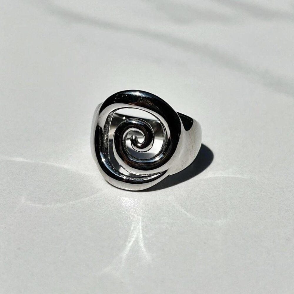 New! “Milos” Swirl Statement Silver Ring